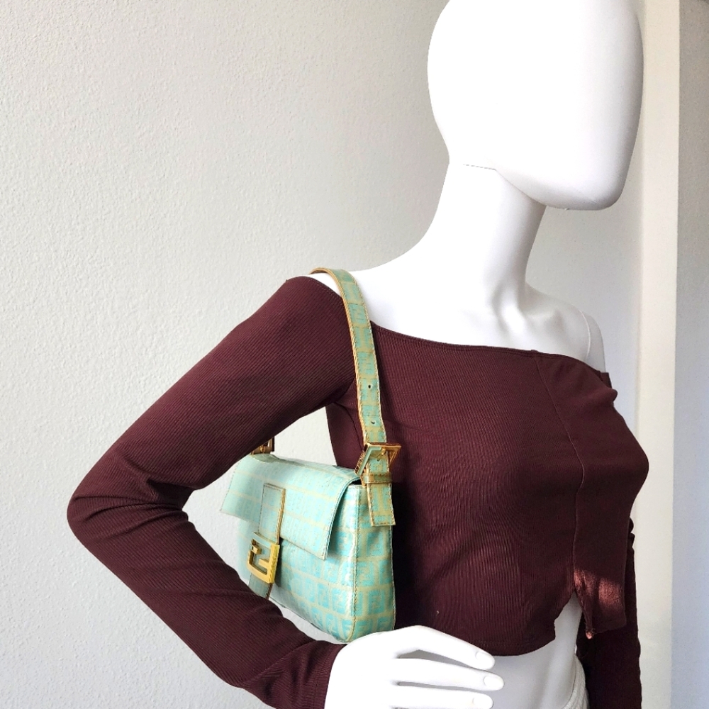 Auth Fendi Zucchini Mama Baguette Shoulder Bag - Picture 4 of 11